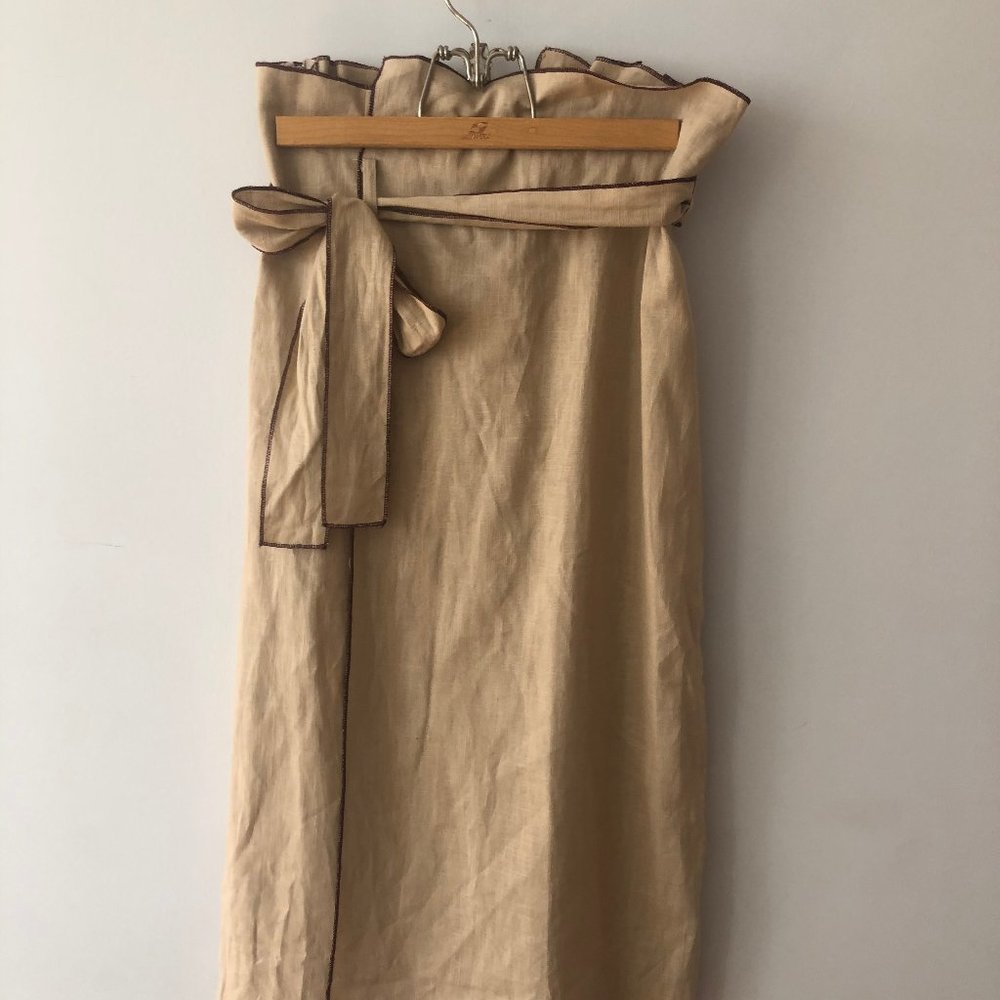 Farrow linen cinch-waist skirt